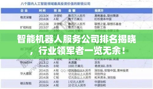 智能机器人服务公司排名揭晓,行业领军者一览无余!