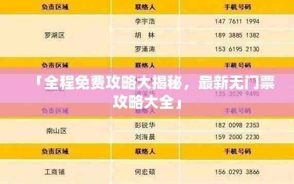 「全程免费攻略大揭秘,最新无门票攻略大全」